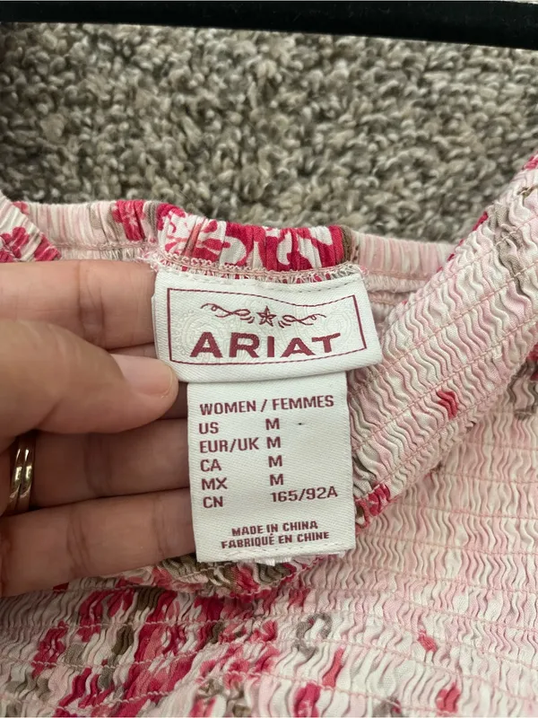 Women’s Ariat Sweetie Wild Flower Floral Smocked Dress Pink Size M - Image 7