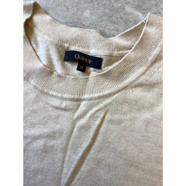 Quince Lightweight Cotton Cashmere Crew Sweater Heather Oatmeal M LB30091-WFVSHP - Image 2