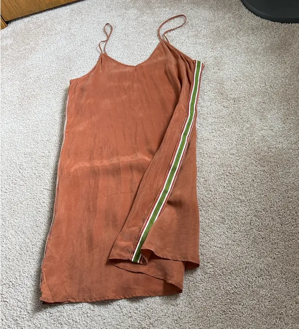 Tribe Kelley Rust Surf Mini Rayon Dress With Side Stripe. Size Medium - Image 7