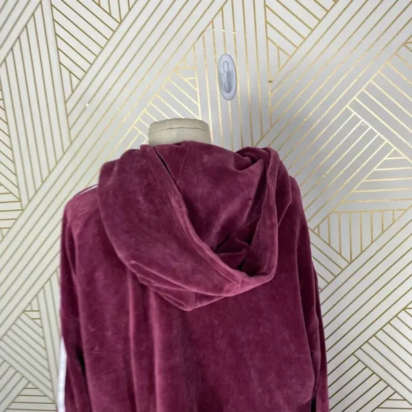 Adidas Originals Hoodie Sweatshirt Cropped Velour Purple Red Size US‎ Small - Image 8