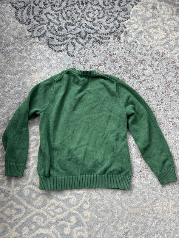 L.L. Bean Knit V Neck Sweater Green Large - Image 4