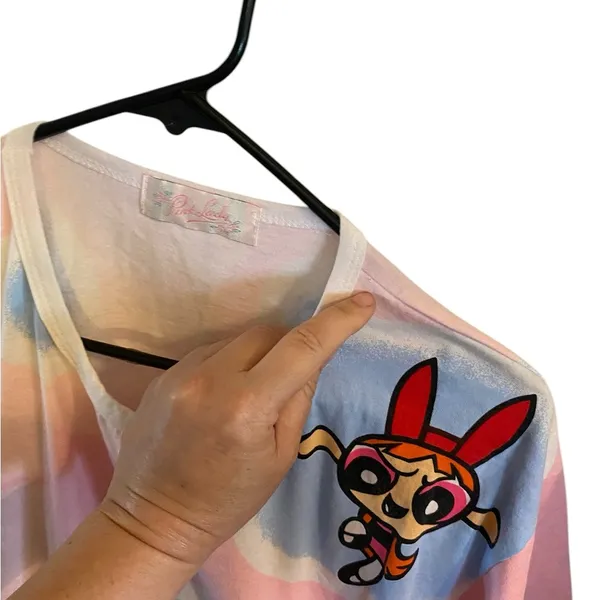 Powerpuff Girls Pink lady Vintage 90s Cotton T-shirt dress Graphic Tee Dress - Image 6