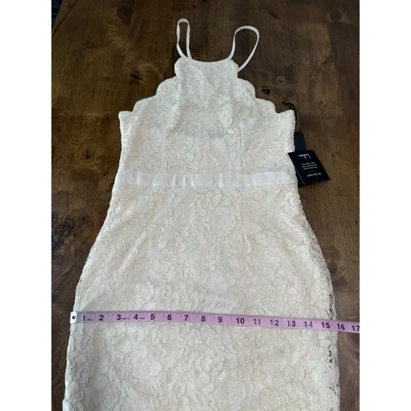 NWT‎ Lulus Bridal Zenith ivory cream Lace Halter Neck Formal Maxi Dress size S - Image 7