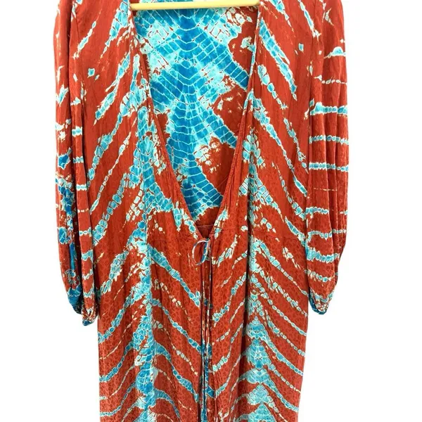 Young Fabulous &‎ Broke Belle Midi Wrap Dress Medium Mud Savannah Rust Blue - Image 3