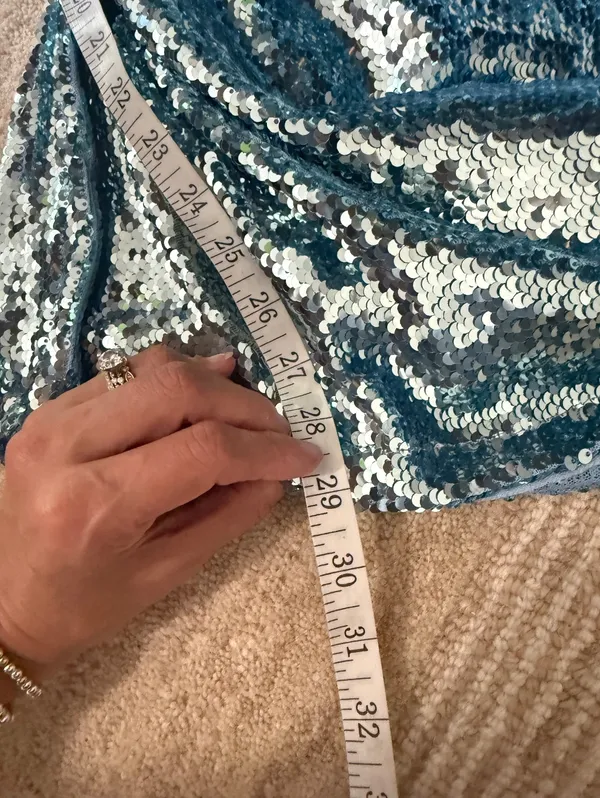 Macy's Slim Blue Sequin One-Shoulder Mini Dress - Image 7