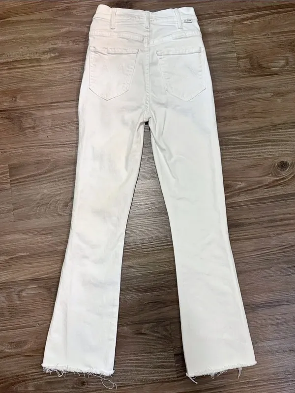 MOTHER Hustler Ankle Fray Jeans 23 Fairest of Them All White $228 - Image 4