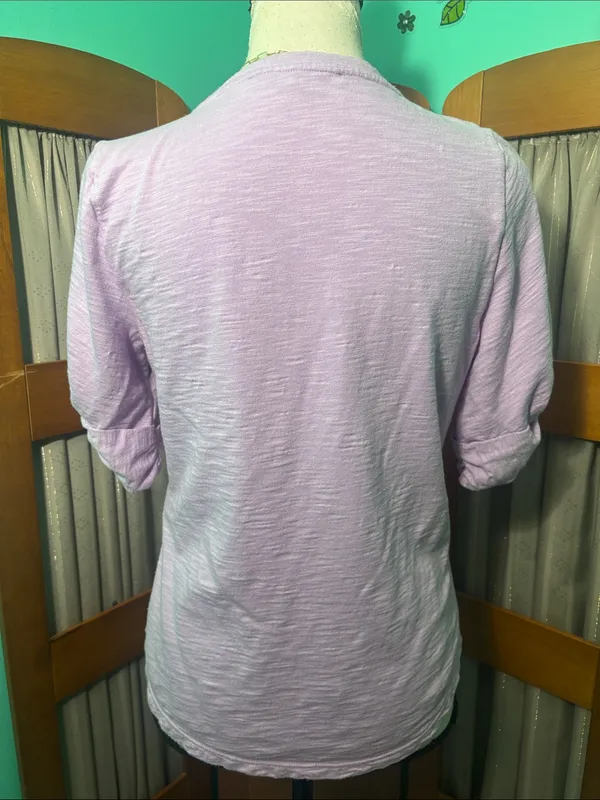White House Black Market Lilac Scoop Neck Short Sleeve Top - Image 6