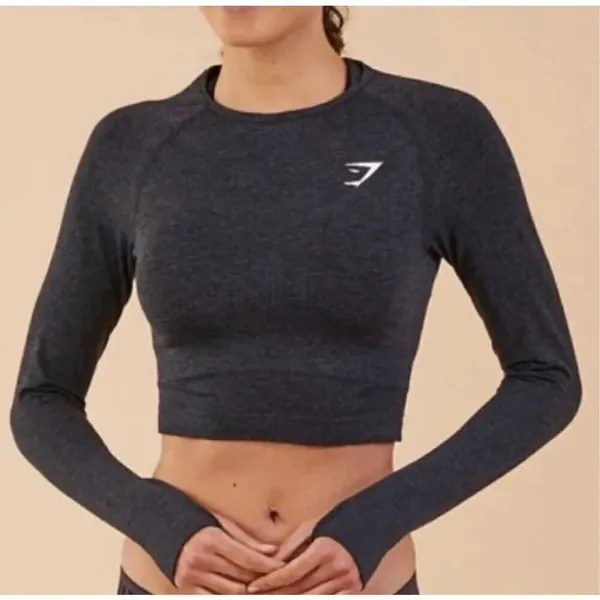 Gymshark vital seamless 2.0 long sleeve crop top gray medium - Image 5