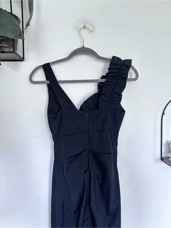 Xscape Black‎ Taffeta V Neck Sleeveless Mermaid Maxi Dress Gown Size 4 - Image 4