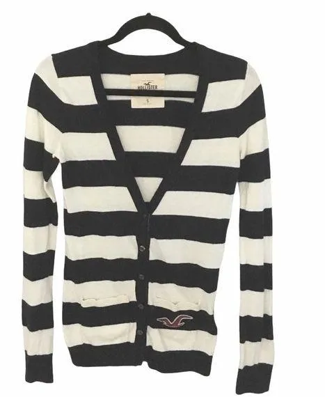 Hollister ★ Varsity Collegiate Rugby Stripe Cardigan Sweater ★ Navy White - Image 2