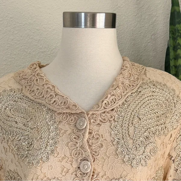 Vintage Modelia New‎ York Metallic Lace Embroidered Top – XXL Elegant Blouse - Image 7