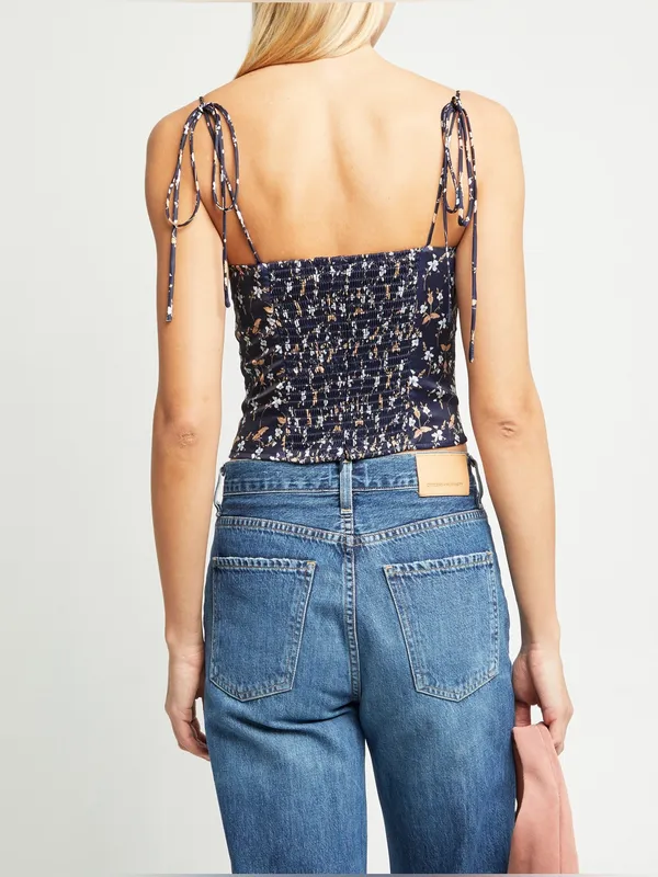 NWT few moda Cordelia Top size small S navy floral O.p.t Tibi tie shoulder tank - Image 2