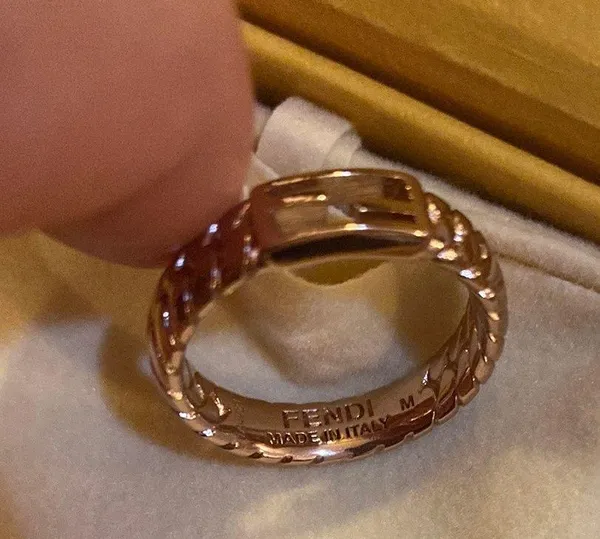 Fendi Baguette Metal Oro Rosa Ring Size M - Image 3