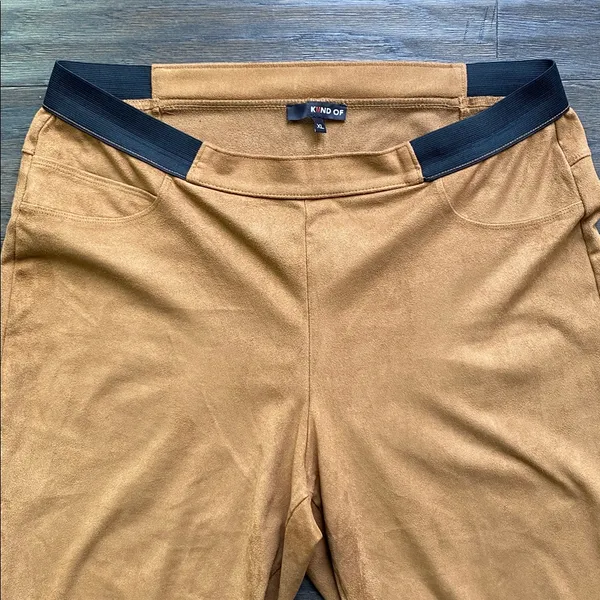 Faux Suede Leggings Womens Sz XL Tan Pull On Fall Essential - Image 2