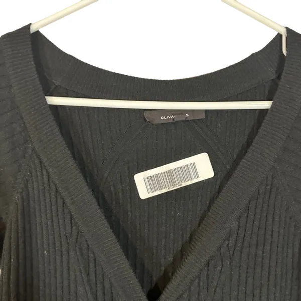 Olivaceous Black Ribbed Textured Long Sleeve Button Front Maxi Dress Women Sz S - Image 6