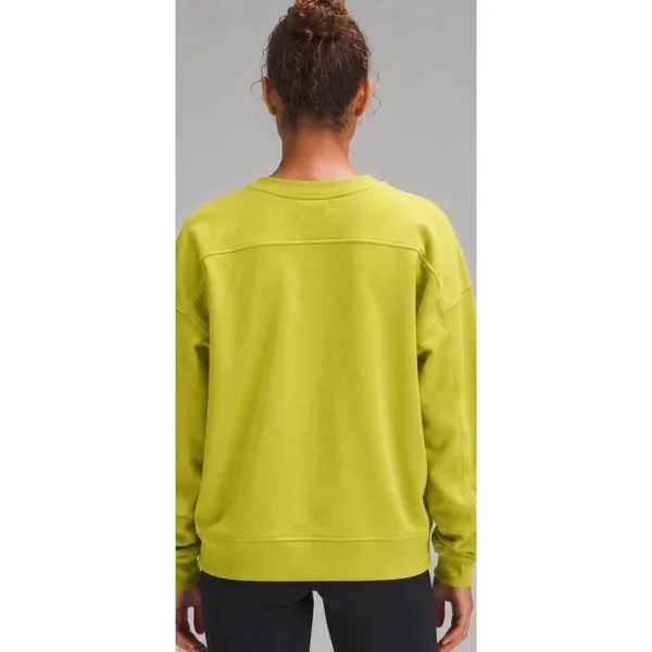 Lululemon Women Sweatshirt XL Yellow Perfectly Oversized Crew Pullover Logo - Image 3