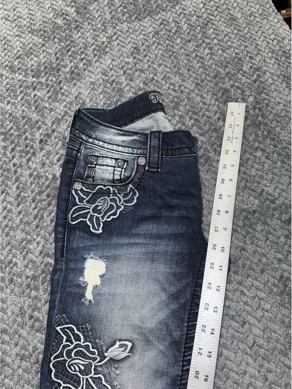 Miss Me Womens Ankle Skinny Medium Wash Embroidered Mid Rise Sz 25 - Image 10