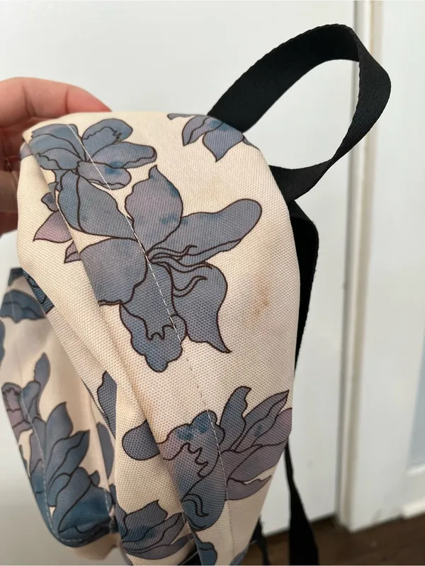 Herschel Supply Company Floral Mini Backpack tan blue flowers STAINS - Image 4