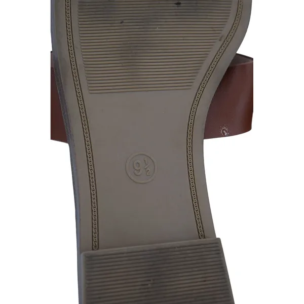 A New Day Womens Brown Faux Leather Cutout Slide Sandals Size 9.5 Open‎ Toe - Image 7