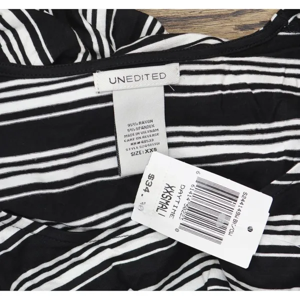 NWT Unedited By Teeze Me Short Sleeve Knit A-Line Dress Black / White XXS - Image 6