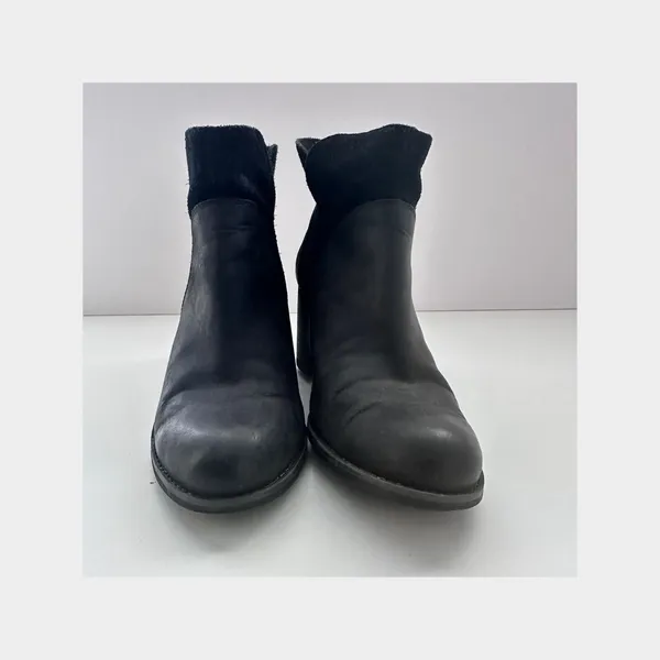 Timberland Rudston Black Leather & Suede‎ Block Heel Ankle Boots Size 9 - Image 4