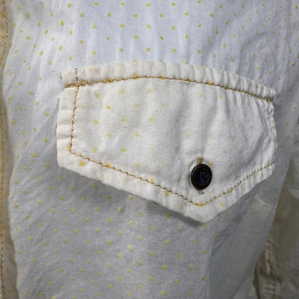 Maeve Polka Dot Button Up Shirt Cream Yellow‎ 12 Preppy Academia Anthropologie - Image 3