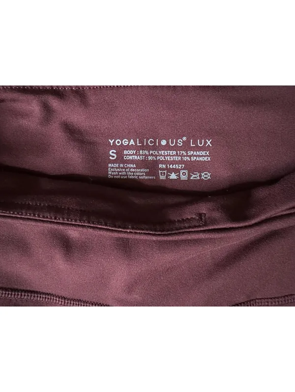 Yogalicious Lux Burgundy High-Waist Pocket Leggings Size S - Image 7