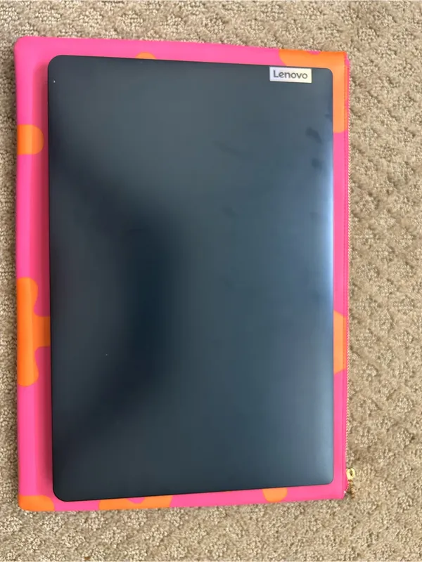 Pink and Orange Patterned Tablet laptop Sleeve with Zip Closure - Image 8