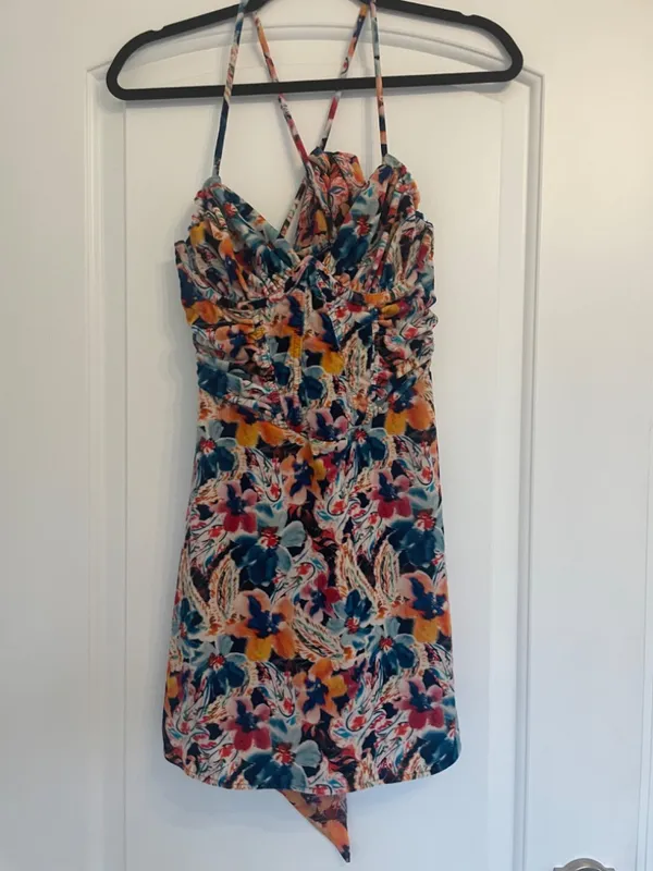 New For Love And Lemons "Brooklyn" Floral Ruched Velvet Mini Dress Xs! - Image 8