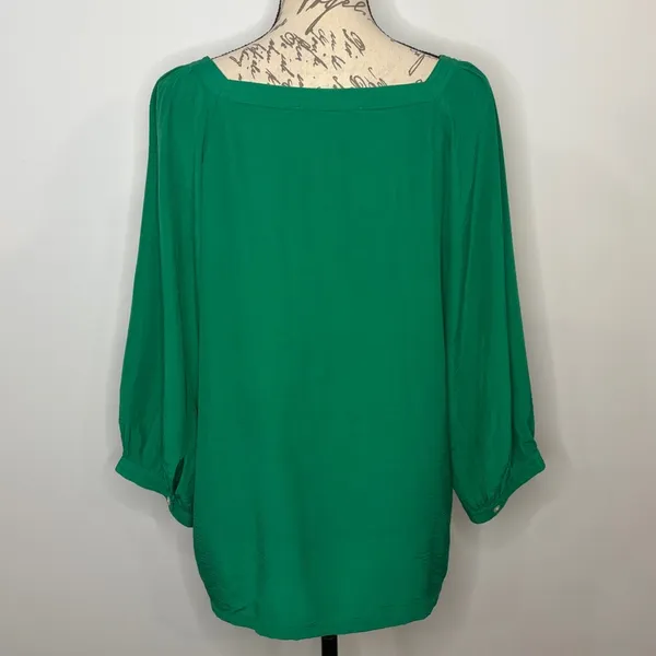LOFT square neck relaxed fit flowy top blouse emerald kelly green M - Image 3