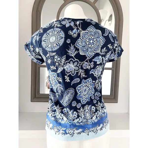 LOFT Crew Neck Floral Paisley Printed Top Tee Size XS New w/Tag - Image 3