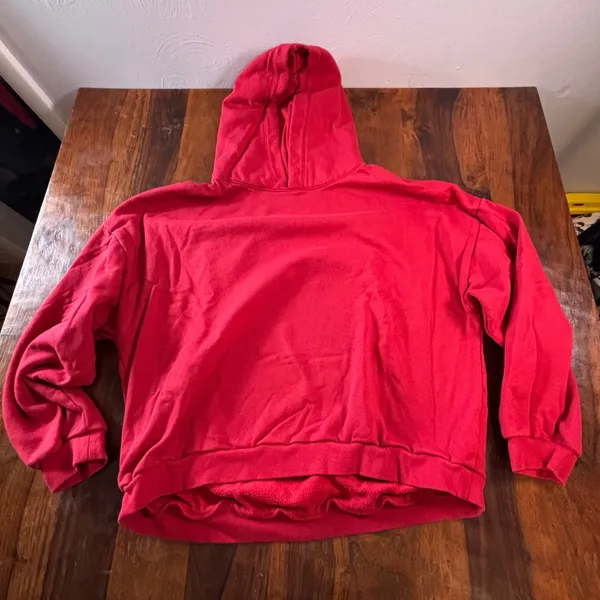 GAP Womens Red Fleece Pullover Hoodie Sweatshirt Size Large Tall Relaxed Fit - Image 2