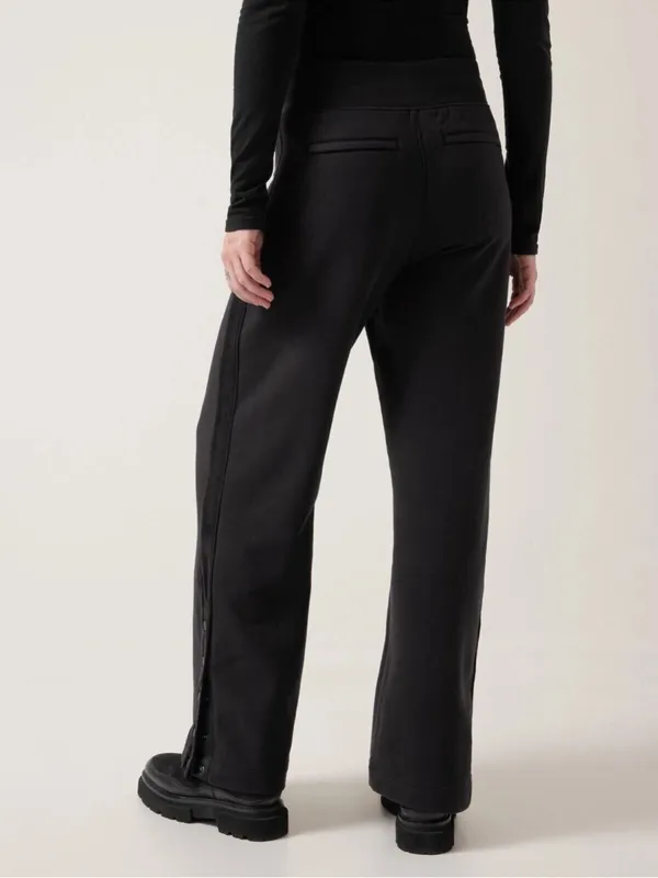 Athleta Retroplush Velvet Stripe Straight Leg Pant in black W2365 Sz S - Image 2