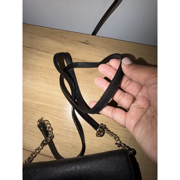 Kate Spade Black Saffiano Leather Chain Crossbody Wallet Bag Gold Hardware P - Image 9