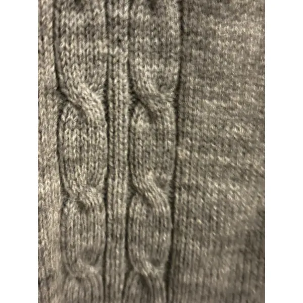 Vintage Gray Cable Knit Cardigan Vest Button‎ Front V-Neck Pocket Gray Size 44 - Image 3