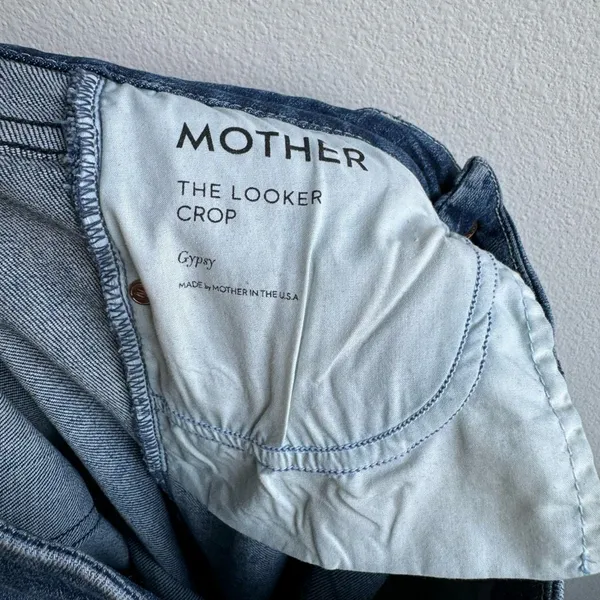 MOTHER Size 25 LOOKER CROP Grunge Distressed Skinny Jeans GYPSY Medium Wash - Image 9