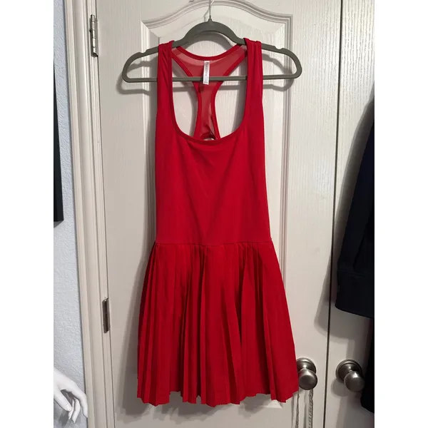 Fabletics Hot Shot Pleated Tennis Mini Dress Racerback Active Athleisure Shorts - Image 2