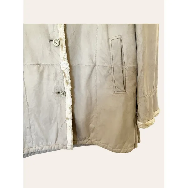Vintage Beige Faux Suede Coat Size L - Image 4