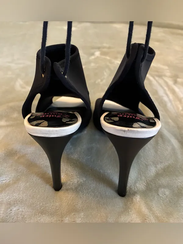 Juicy Couture Brand Black Open-Toe Lace-Up Women's Heels Size 7 Medium - Image 3