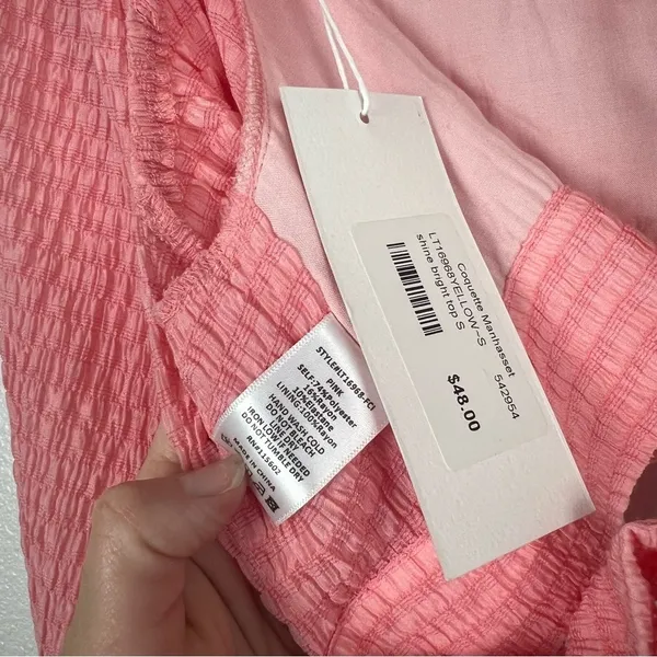 Lush Cropped Coral Puff Sleeve Blouse Sz S NWT - Image 10