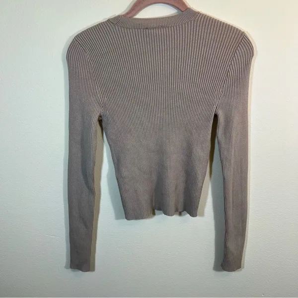 ✨ Abercrombie & Fitch Scoop Neck Ribbed Knit‎ Sweater Tan Neutral Small - Image 8