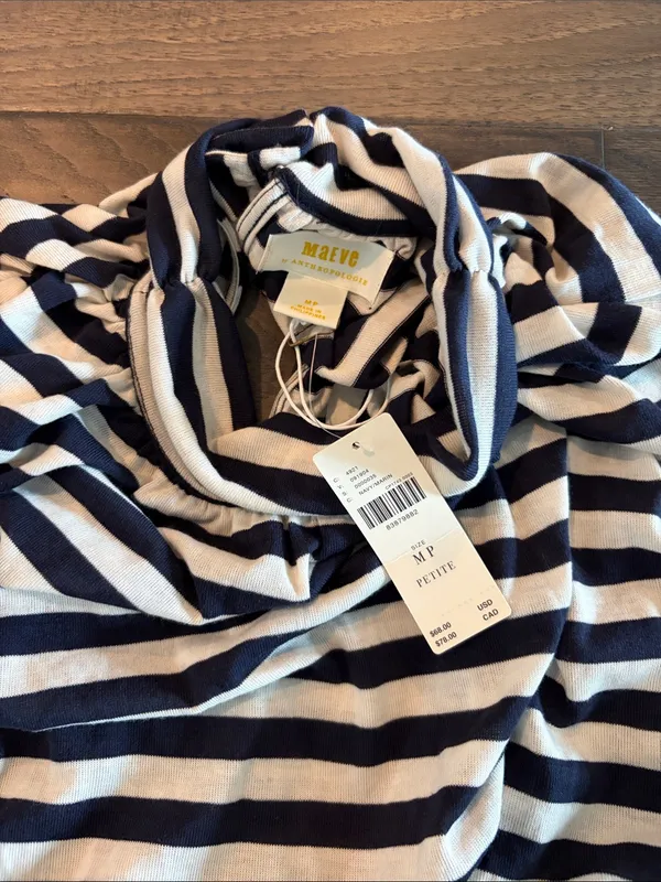 New With Tags Anthropologie Maeve Petite Striped Tee Sz MP - Image 7