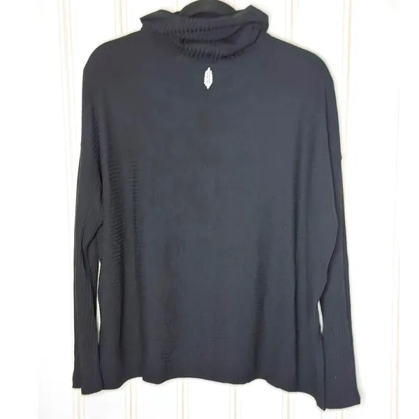 Free People Movement Black Ribbed Turtleneck Boxy Top Womens Small - Image 11