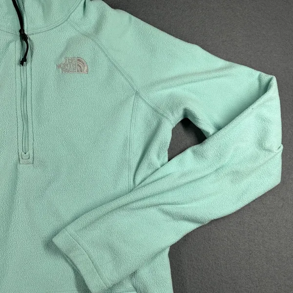 The North Face Pullover‎ Womens Small Green Fleece 1/4 Zip Mock Neck Lightweight - Image 2