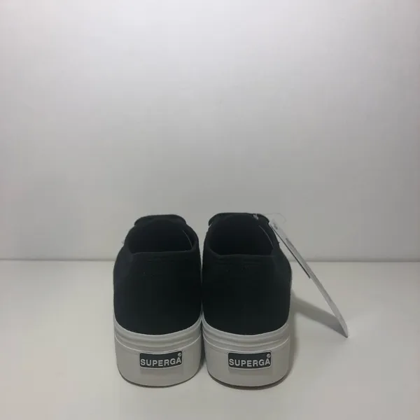 Superga 2790 Platform Low Top Black & White Sneakers - Image 12