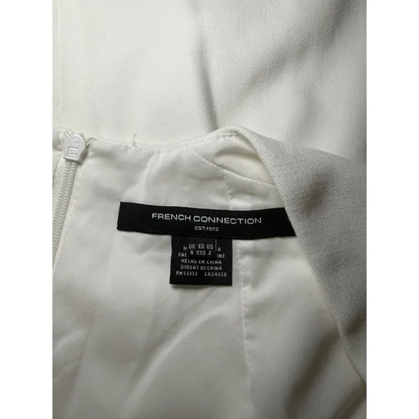French Connection Cream Square Neck Sleeveless A-Line Mini Dress Size 2 - Image 7