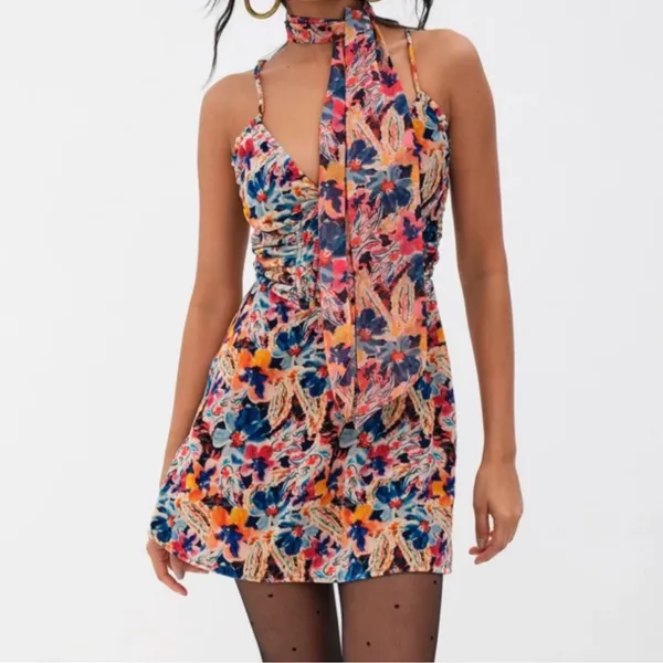 For Love and Lemons x Free People Paisley Brooklyn Smocked Abstract Dress NWT - Image 2
