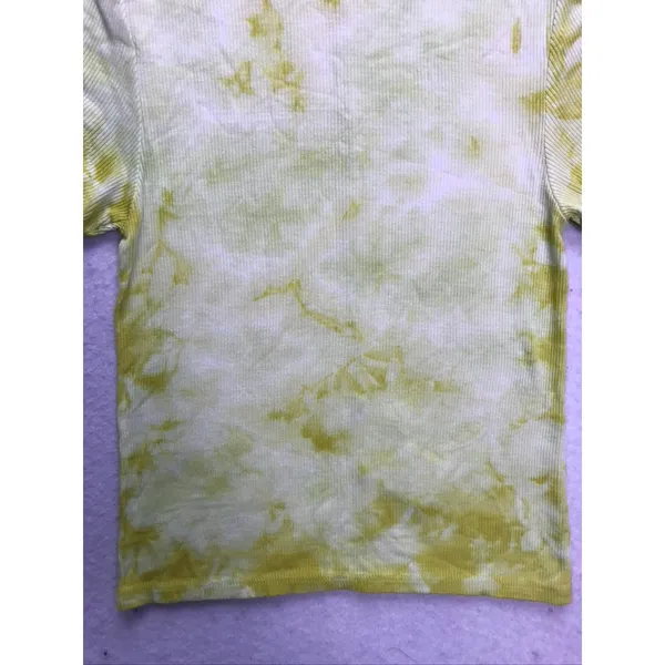 Enza Costa Ribbed T-Shirt Womens Small Lime Ionic Tie Dye Silk Short Sleeve Top - Image 5