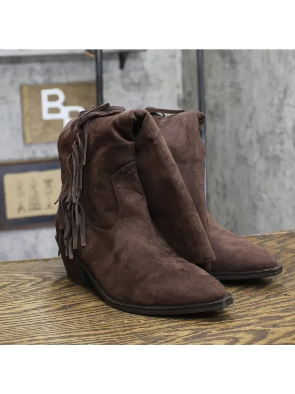NWT Universal Thread Womens Patsy Tall Fringe Western Boots Mid-Calf Brown 6.5M - Image 3