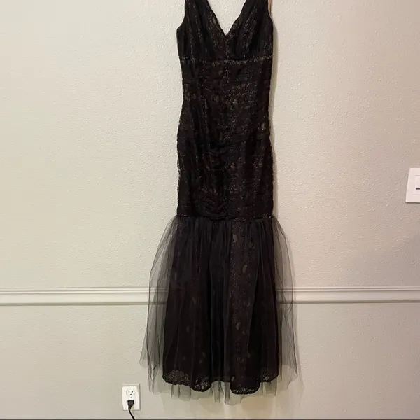 Monique Lhuillier Black Lace Sleeveless Mermaid Dress Formal Womens 0 Whimsigoth - Image 5